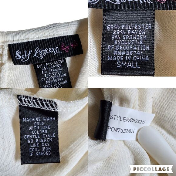 Self Esteem Off White Crochet Sleeveless Open Front Boho Vest sz S - Picture 12 of 12